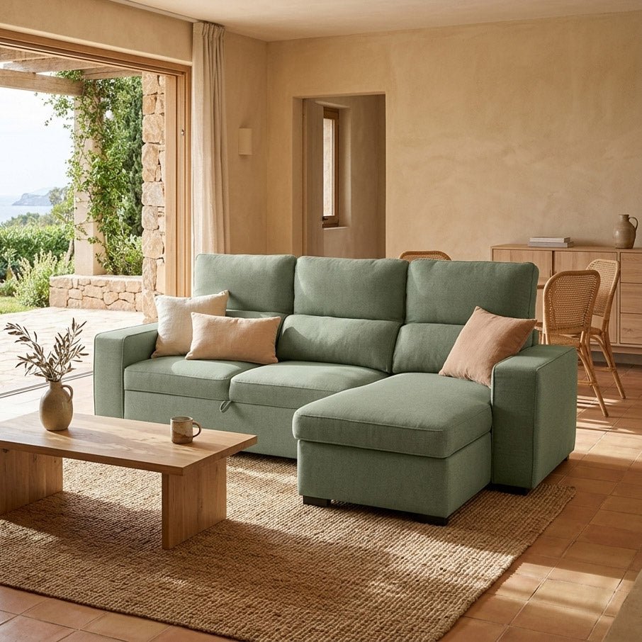Sofá Cama com Chaise Longue SANDLER - Gato Preto