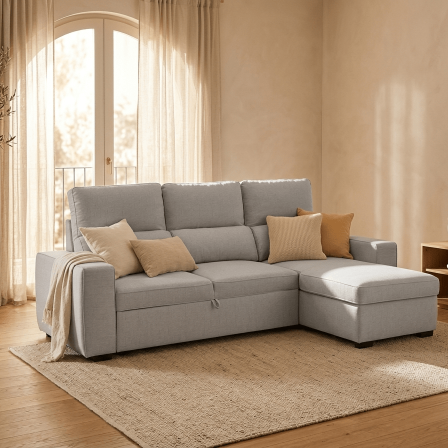 Sofá cama com chaise longue SANDLER - Gato Preto
