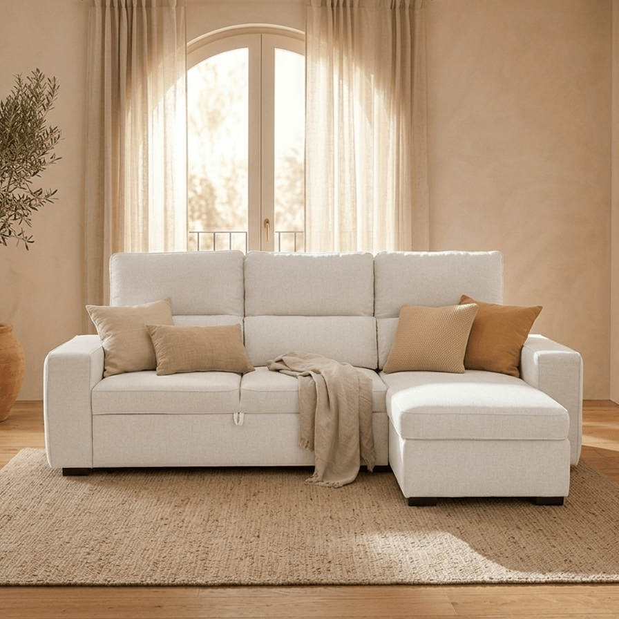 Sofá cama com chaise longue SANDLER - Gato Preto