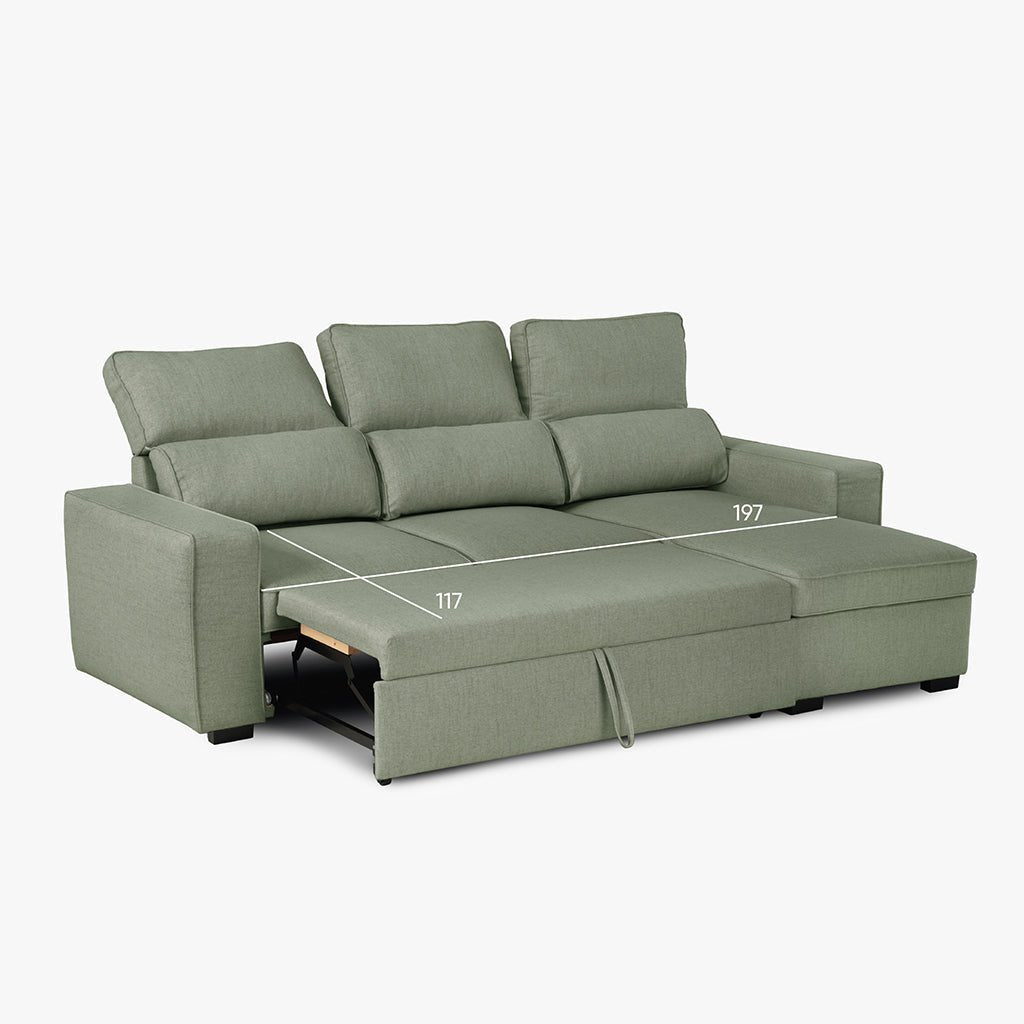 Sofá Cama com Chaise Longue SANDLER - Gato Preto