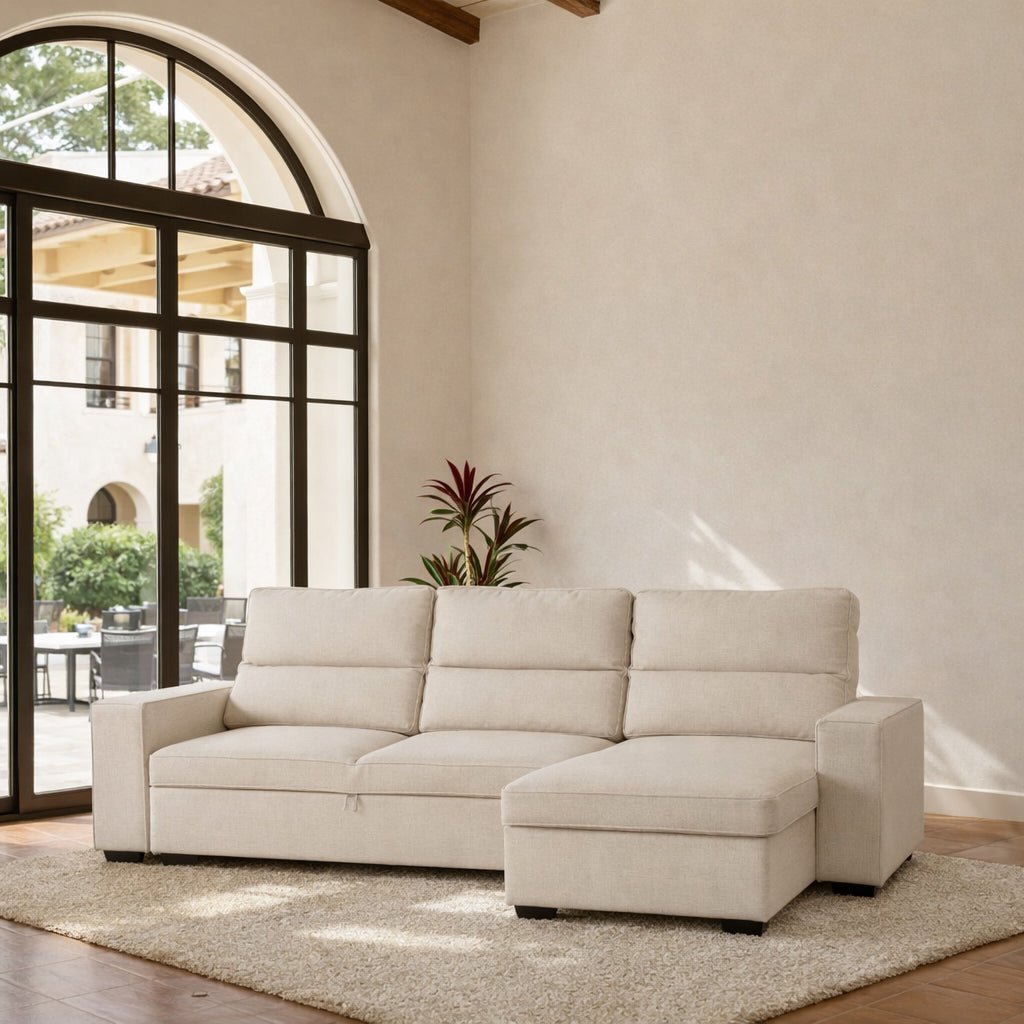 Sofá cama com chaise longue SANDLER - Gato Preto