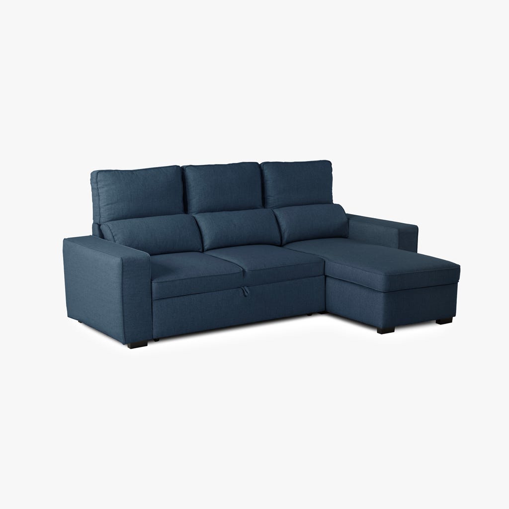Sofá cama com chaise longue SANDLER - Gato Preto
