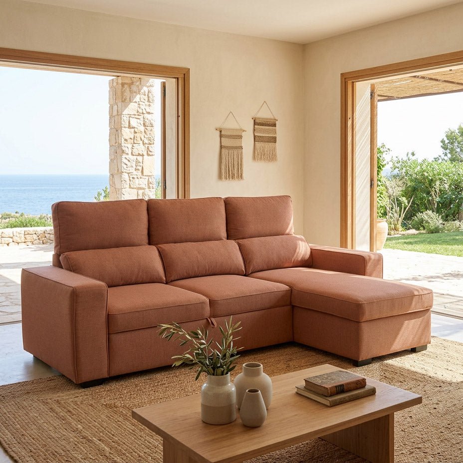 Sofá Cama com Chaise Longue SANDLER - Gato Preto