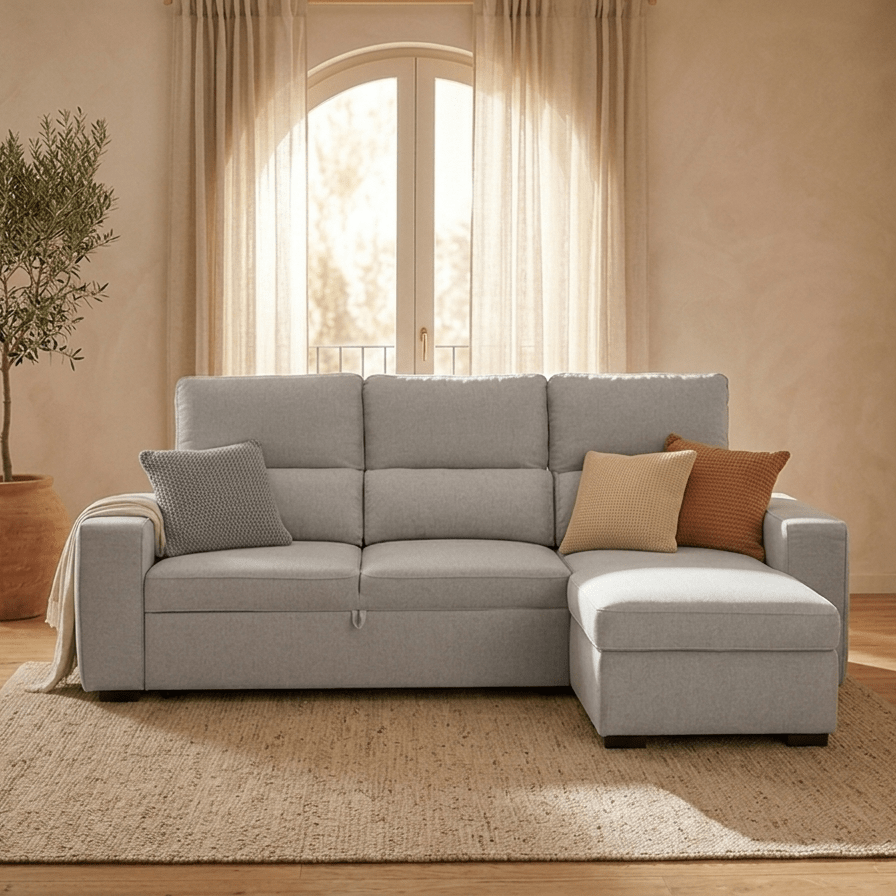 Sofá cama com chaise longue SANDLER - Gato Preto