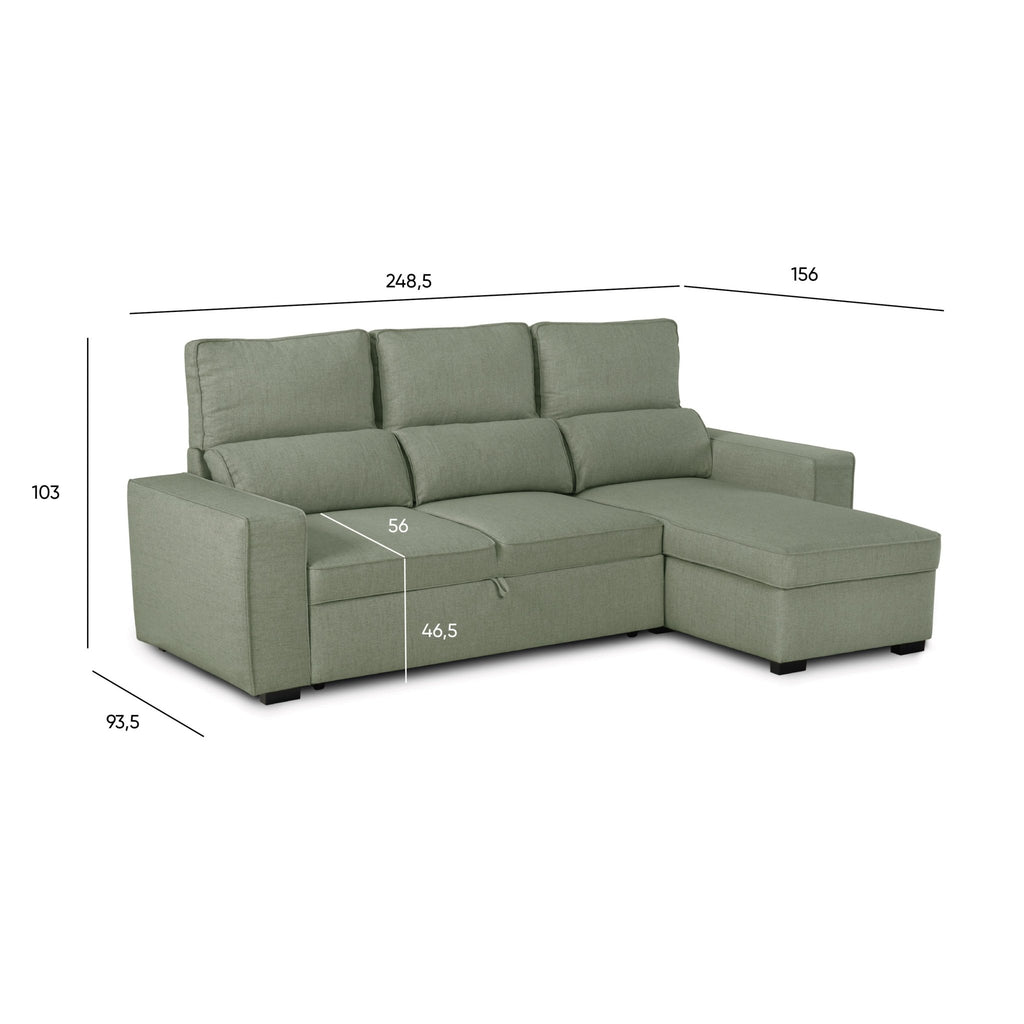 Sofá Cama com Chaise Longue SANDLER - Gato Preto