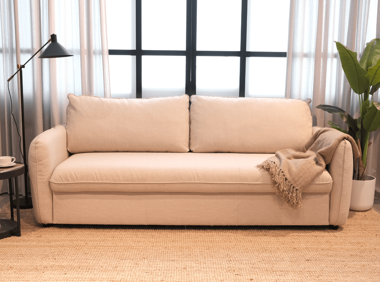 Sofá cama com sistema easyBed bege CHLOÉ - Gato Preto