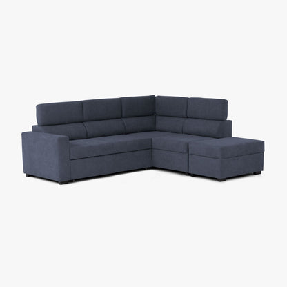 Sofá cama de Canto com chaise longue direita azul BILL - Gato Preto