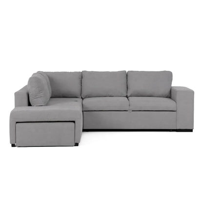 Sofá cama de canto de com puff e arrumação cinza ZURIE - Gato Preto