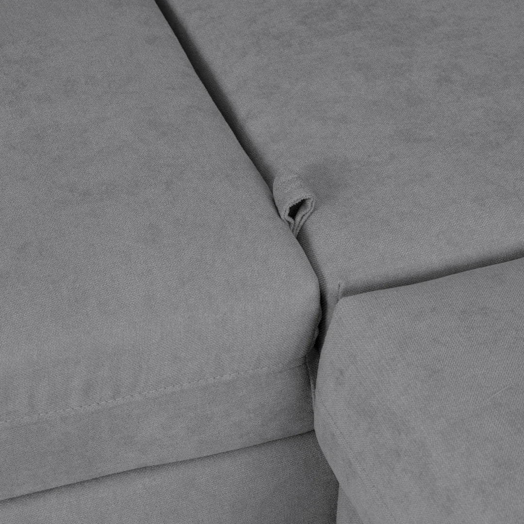 Sofá cama de canto de com puff e arrumação cinza ZURIE - Gato Preto