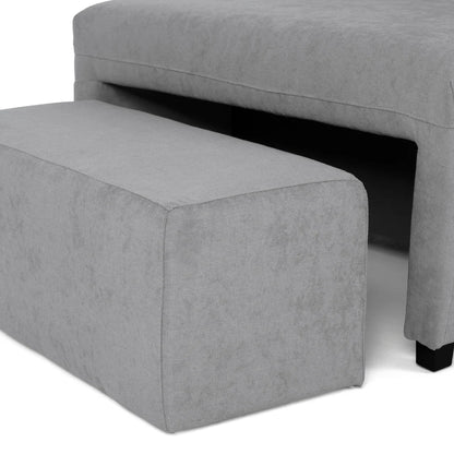 Sofá cama de canto de com puff e arrumação cinza ZURIE - Gato Preto