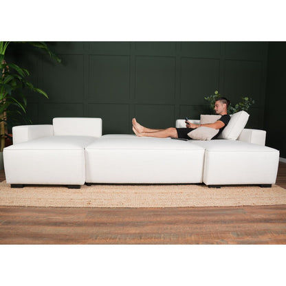 Sofá cama panorâmico com 2 chaise longue bege JORDAN - Gato Preto