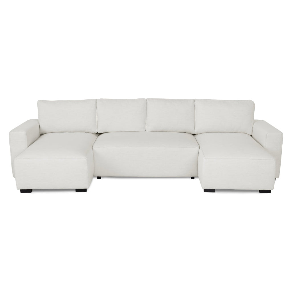 Sofá cama panorâmico com 2 chaise longue bege JORDAN - Gato Preto