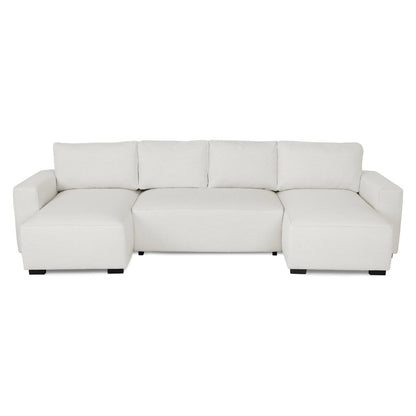 Sofá cama panorâmico com 2 chaise longue bege JORDAN - Gato Preto