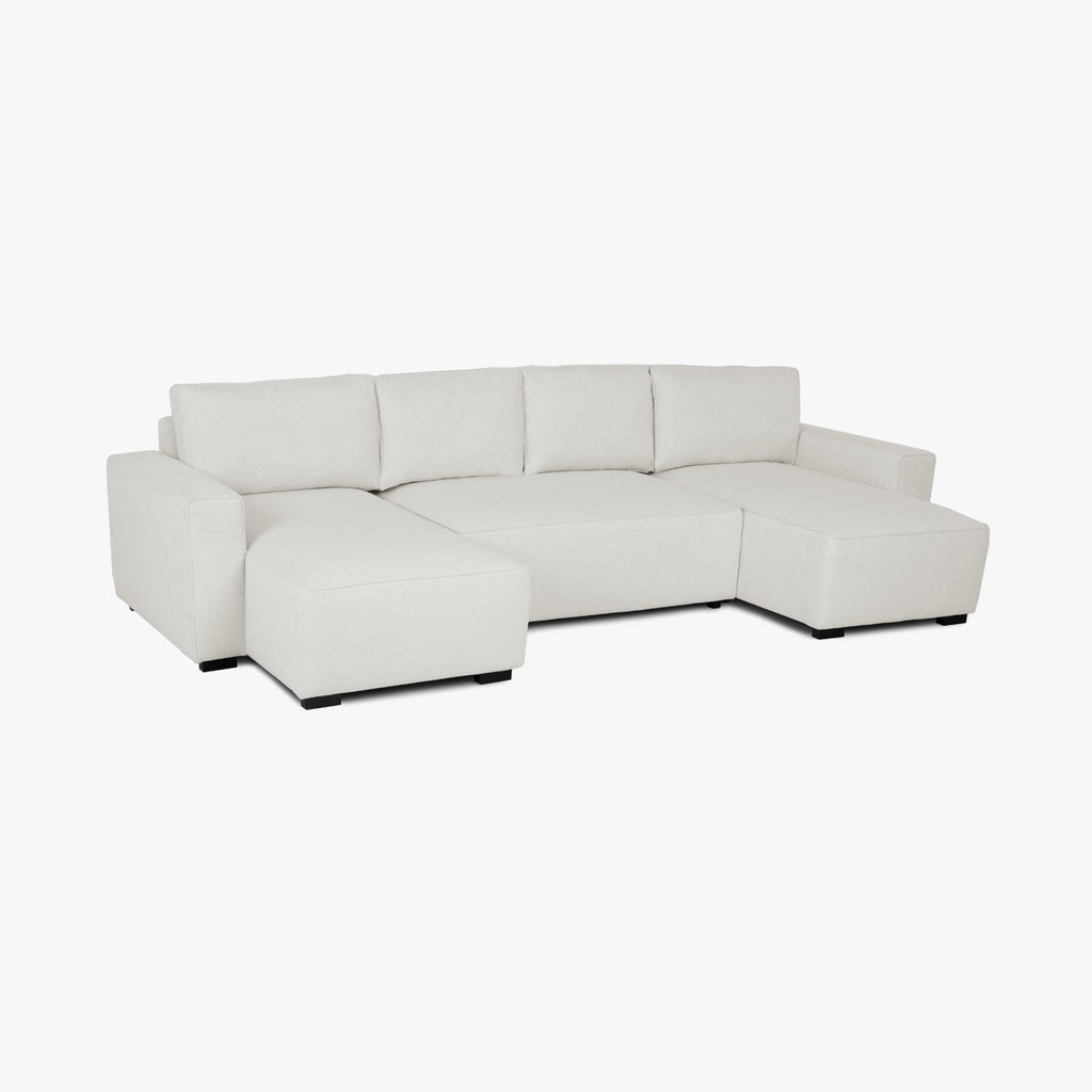 Sofá cama panorâmico com 2 chaise longue bege JORDAN - Gato Preto