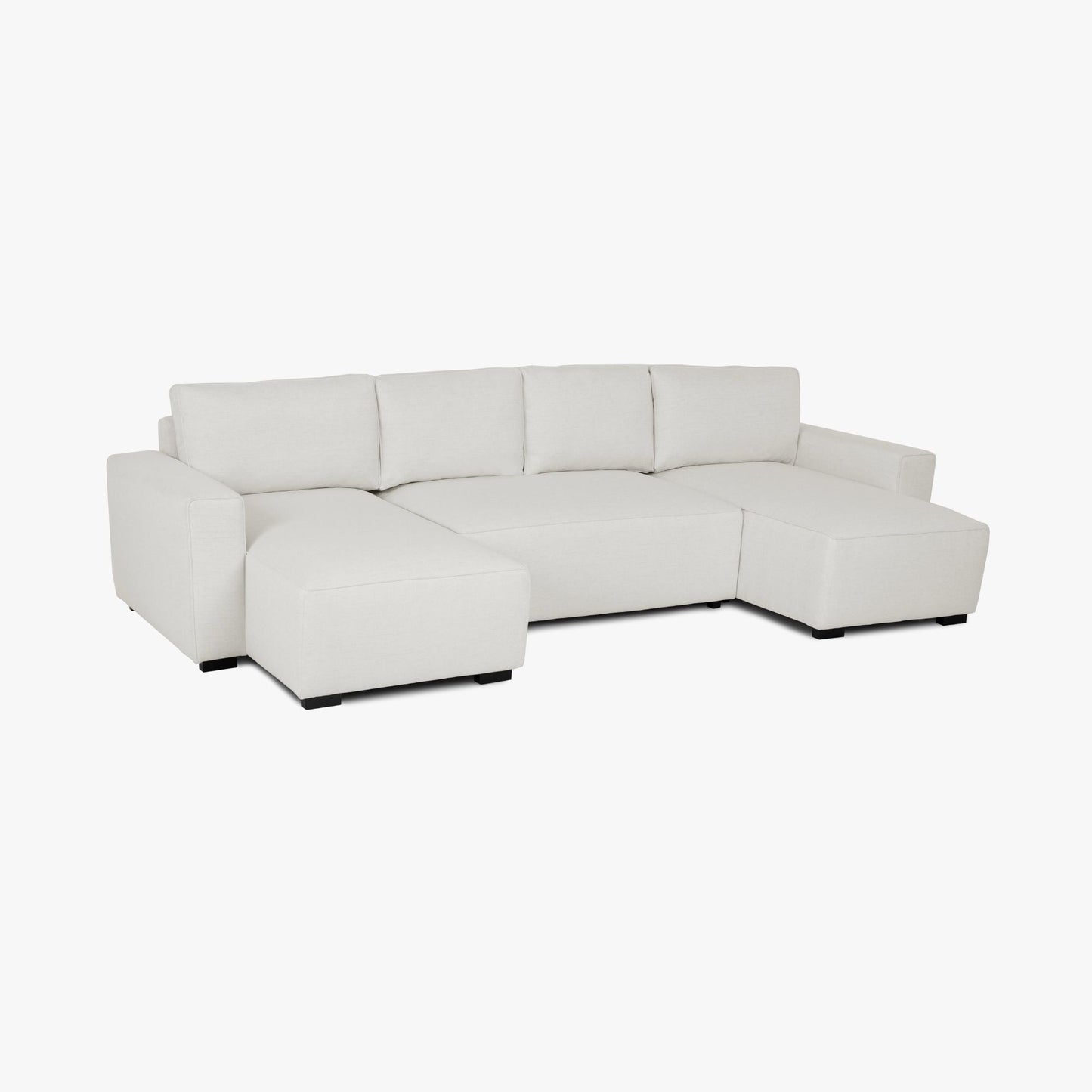 Sofá cama panorâmico com 2 chaise longue bege JORDAN - Gato Preto