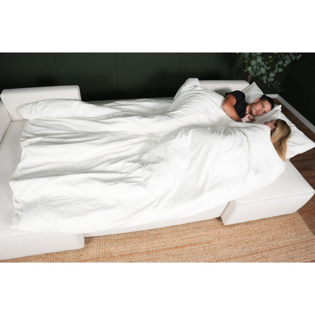 Sofá cama panorâmico com 2 chaise longue bege JORDAN - Gato Preto