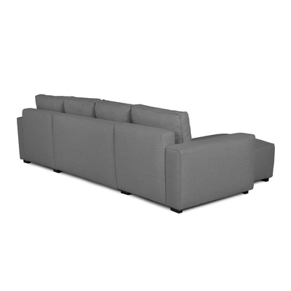 Sofá cama panorâmico com 2 chaise longue cinza JORDAN - Gato Preto