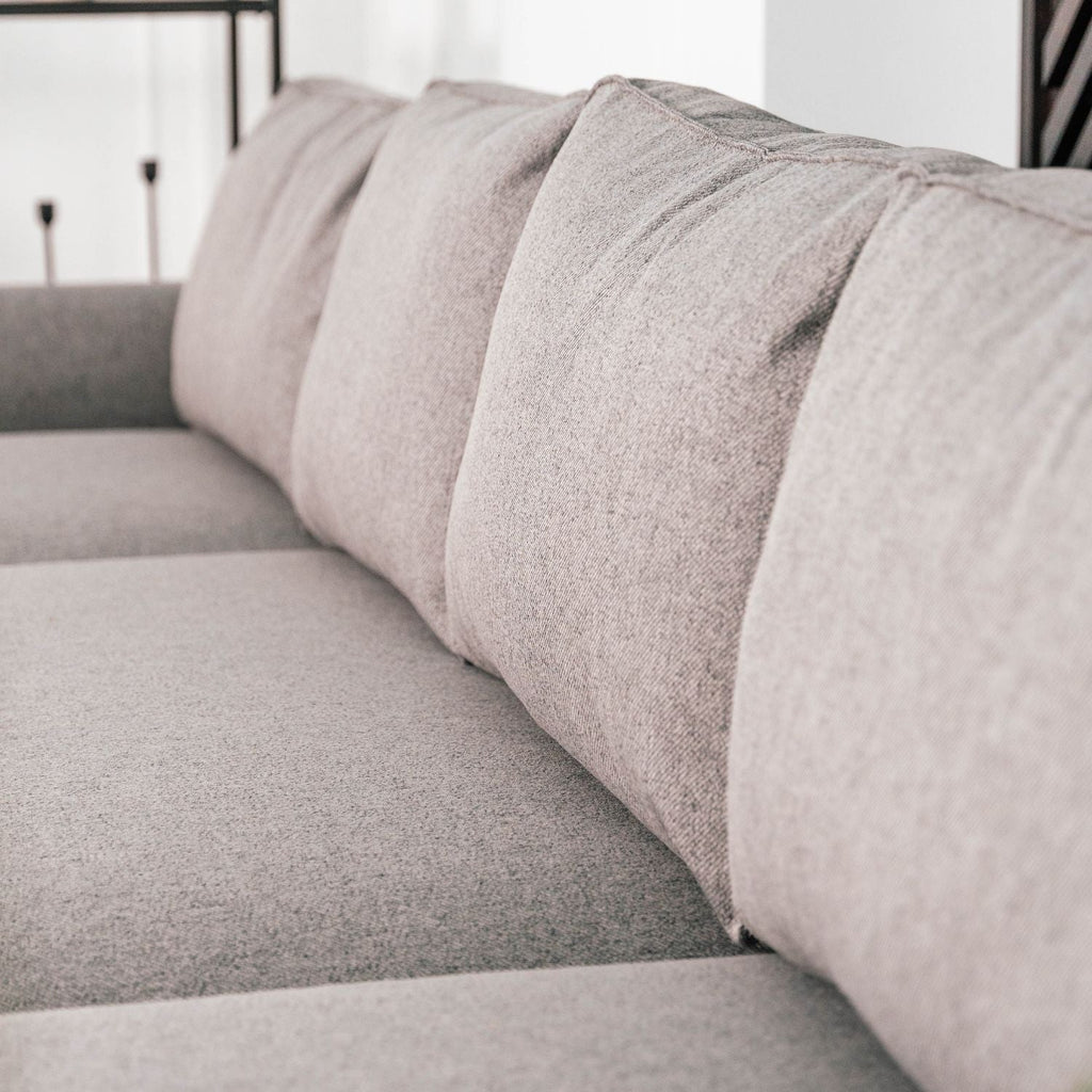 Sofá cama panorâmico com 2 chaise longue cinza JORDAN - Gato Preto