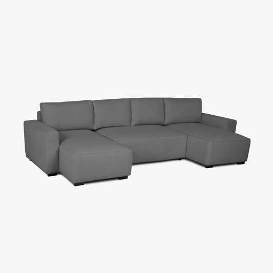 Sofá cama panorâmico com 2 chaise longue cinza JORDAN - Gato Preto