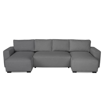 Sofá cama panorâmico com 2 chaise longue cinza JORDAN - Gato Preto