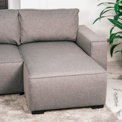 Sofá cama panorâmico com 2 chaise longue cinza JORDAN - Gato Preto