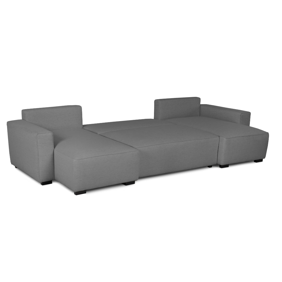 Sofá cama panorâmico com 2 chaise longue cinza JORDAN - Gato Preto