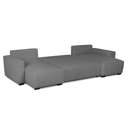 Sofá cama panorâmico com 2 chaise longue cinza JORDAN - Gato Preto