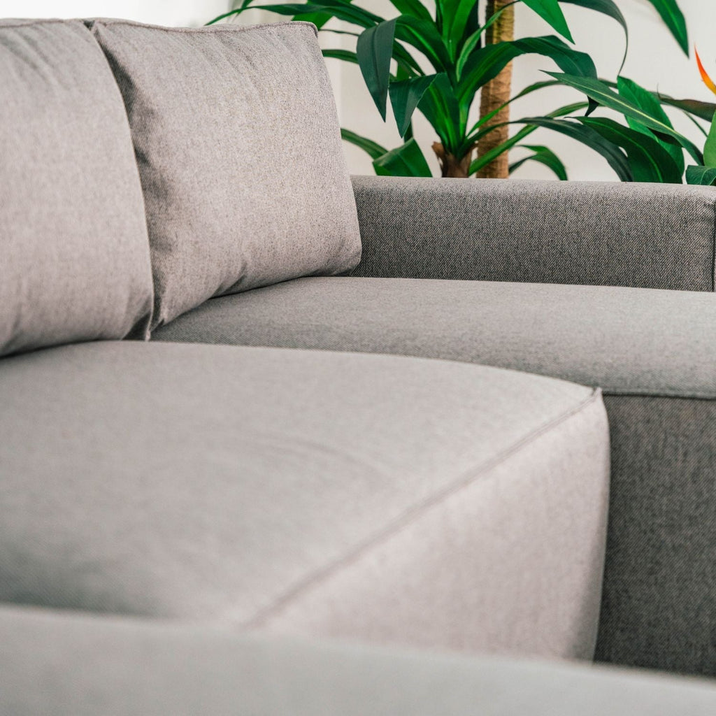 Sofá cama panorâmico com 2 chaise longue cinza JORDAN - Gato Preto