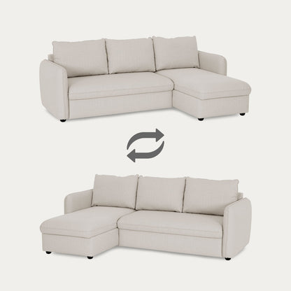 Sofá cama sistema easybed com chaise longue reversível bege VOGUE - Gato Preto