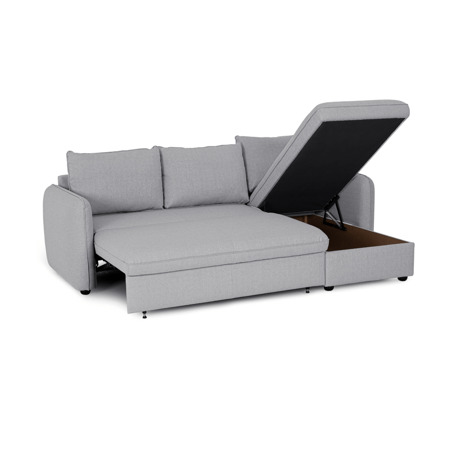 Sofá cama sistema easybed com chaise longue reversível cinza VOGUE - Gato Preto