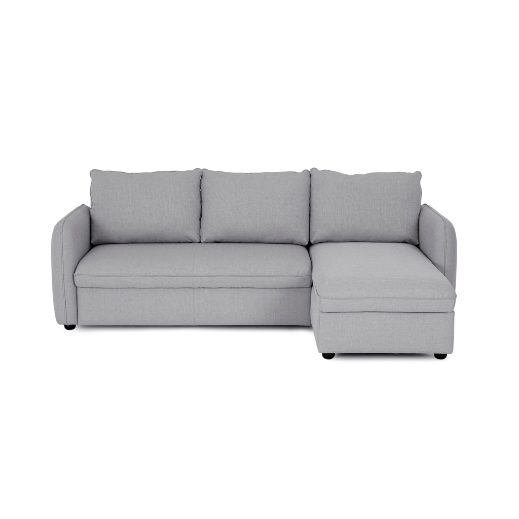 Sofá cama sistema easybed com chaise longue reversível cinza VOGUE - Gato Preto