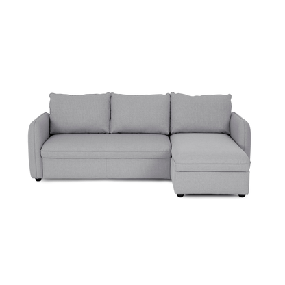 Sofá cama sistema easybed com chaise longue reversível cinza VOGUE - Gato Preto