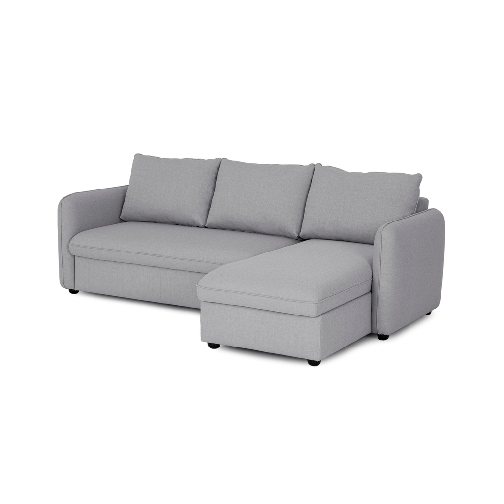 Sofá cama sistema easybed com chaise longue reversível cinza VOGUE - Gato Preto