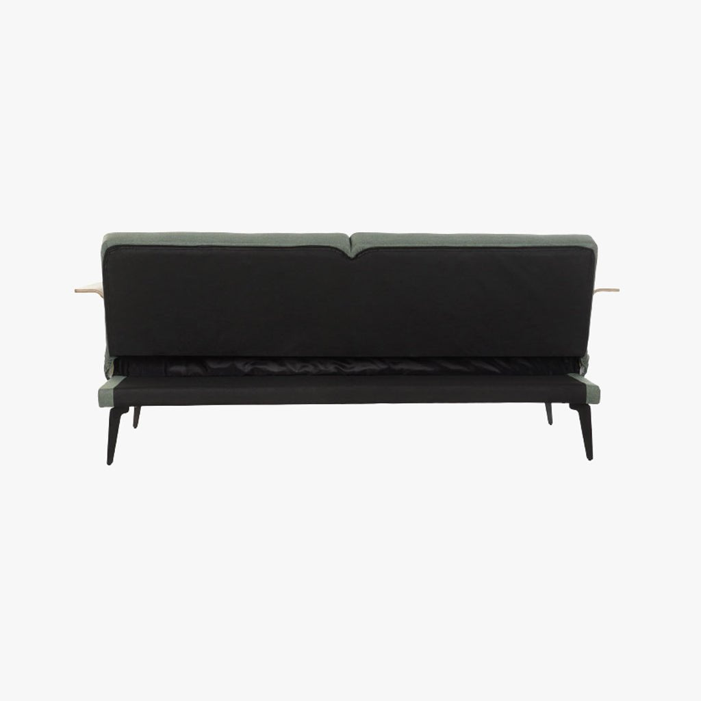 Sofá Cama Verde com Estrutura em Madeira e Sistema Click - Clack MOVE - Gato Preto