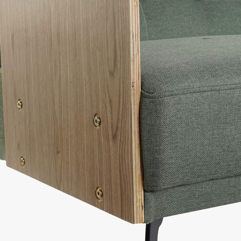 Sofá Cama Verde com Estrutura em Madeira e Sistema Click - Clack MOVE - Gato Preto