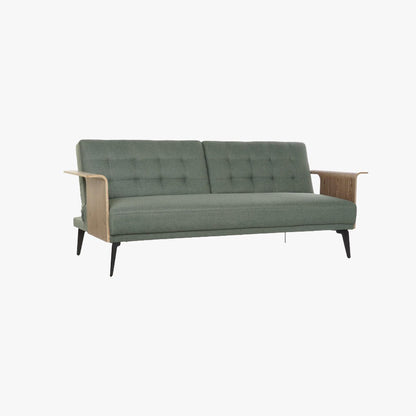 Sofá Cama Verde com Estrutura em Madeira e Sistema Click - Clack MOVE - Gato Preto