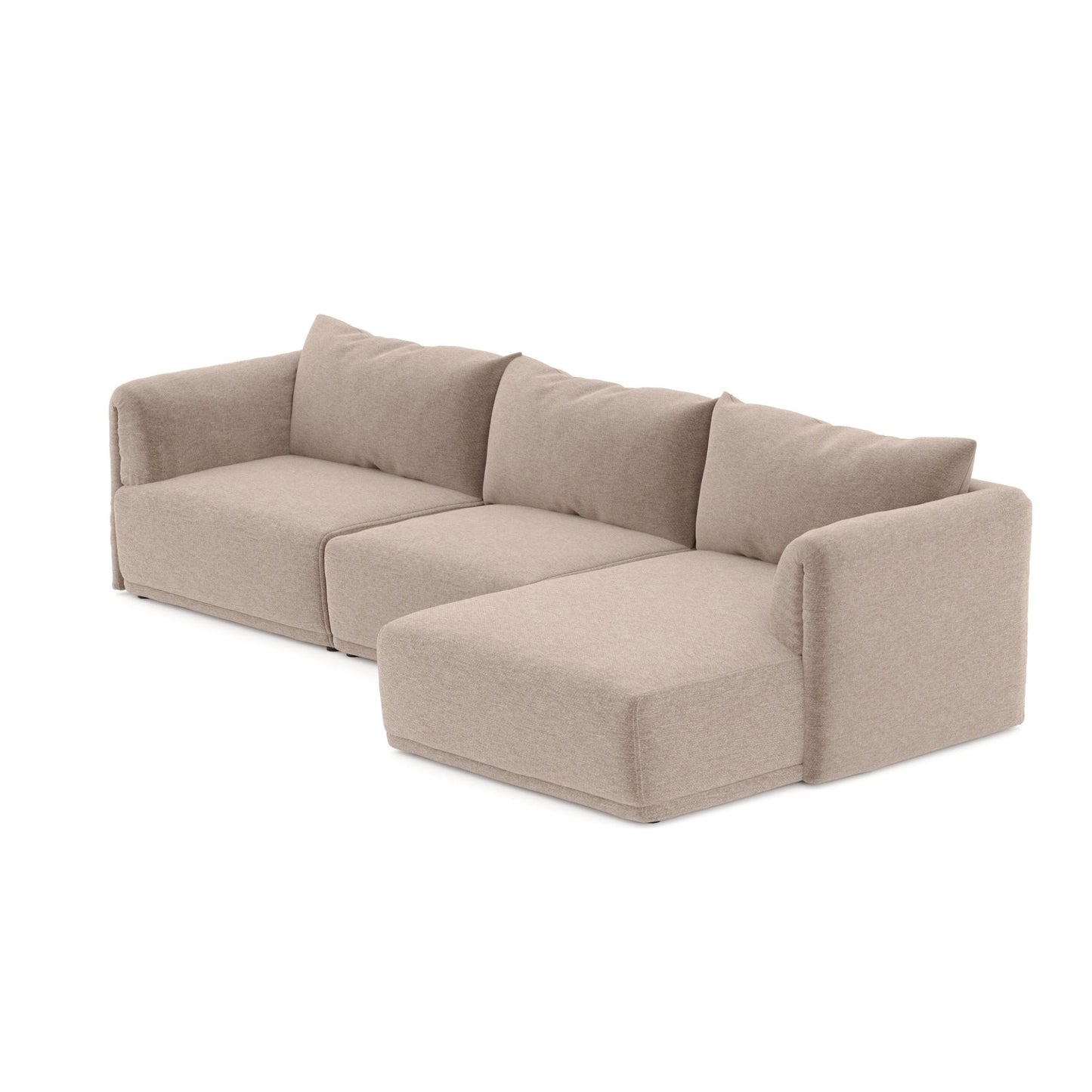 Sofá chaise longue bege ELORA - Gato Preto