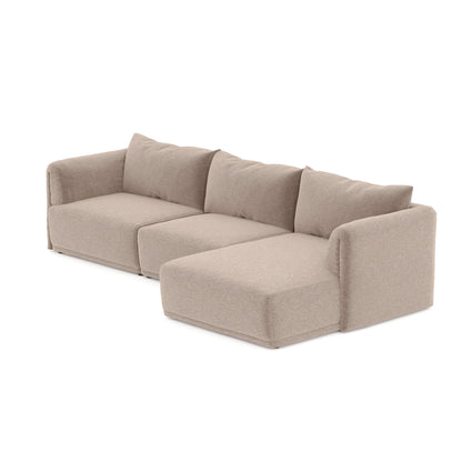 Sofá chaise longue bege ELORA - Gato Preto