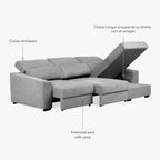 Sofá Chaise Longue com Arrumação KEEN - Gato Preto