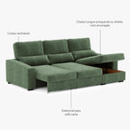 Sofá Chaise Longue com Arrumação KEEN - Gato Preto