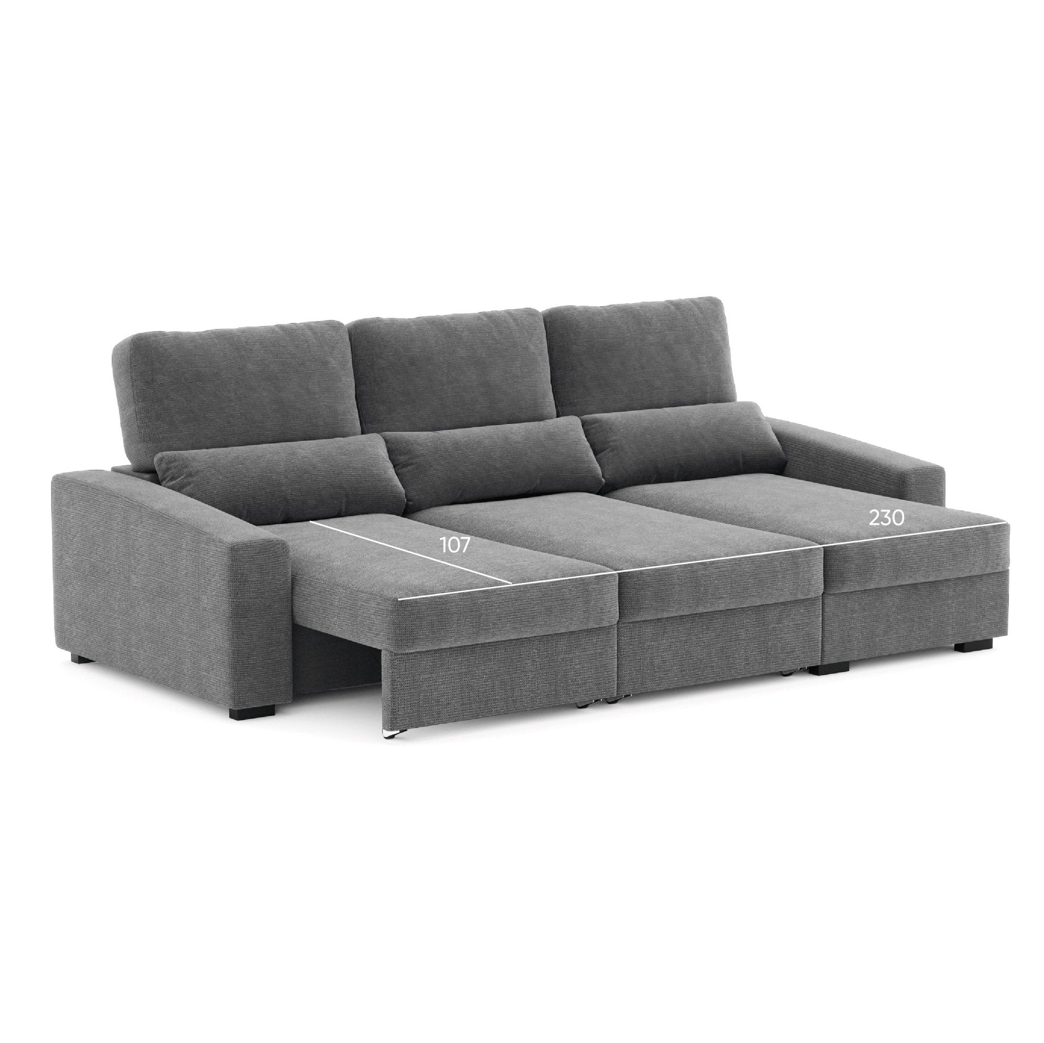 Sofá Chaise Longue com Arrumação KEEN - Gato Preto