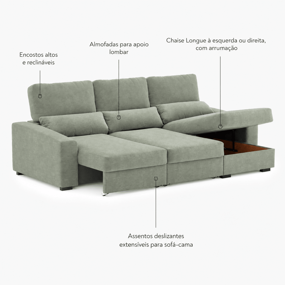 Sofá Keen Verde Bamboo Gato Preto