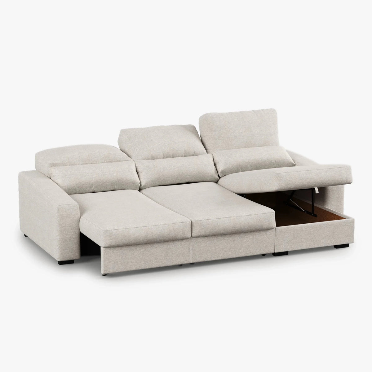 Sofá Chaise Longue com Arrumação KEEN - Gato Preto