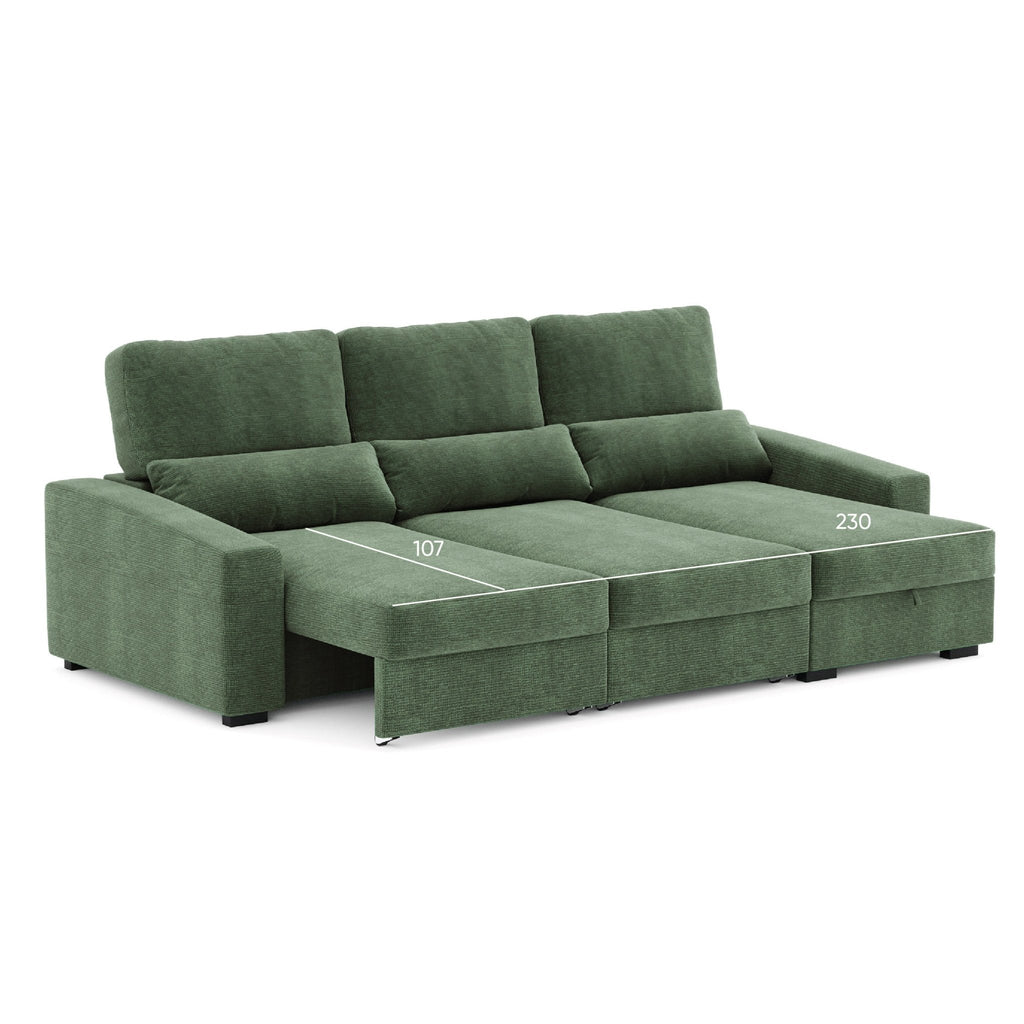 Sofá Chaise Longue com Arrumação KEEN - Gato Preto