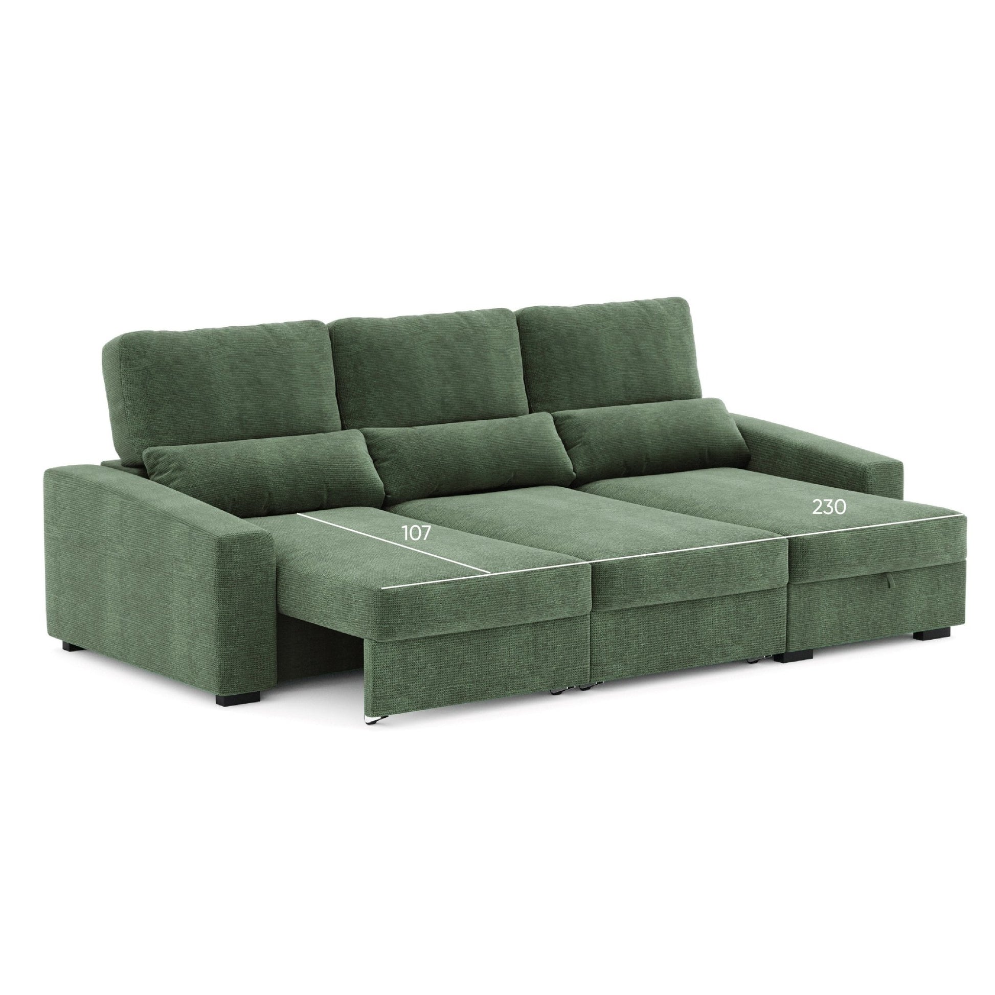 Sofá Chaise Longue com Arrumação KEEN - Gato Preto