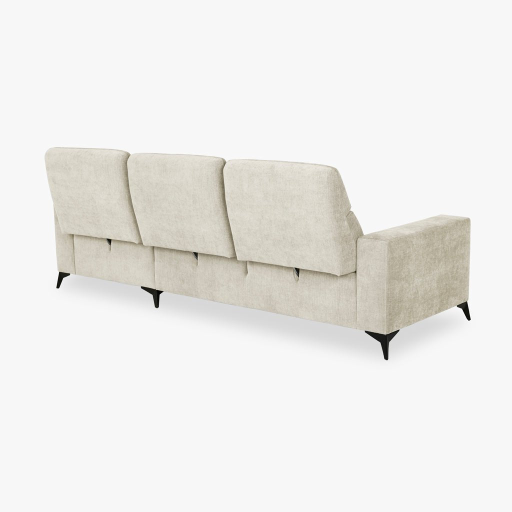 Sofá chaise longue direita bege BARDEM - Gato Preto