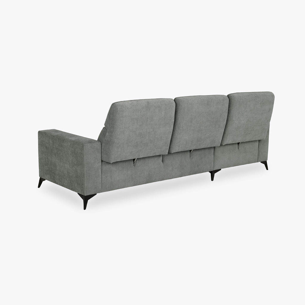 Sofá chaise longue esquerda cinza BARDEM - Gato Preto