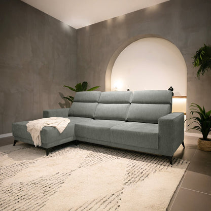 Sofá chaise longue esquerda cinza BARDEM - Gato Preto