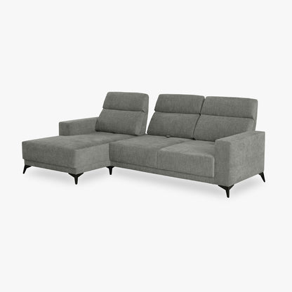 Sofá chaise longue esquerda cinza BARDEM - Gato Preto