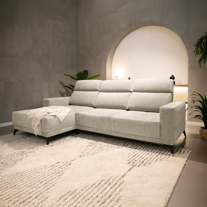 Sofá chaise longue esquerda cinza BARDEM - Gato Preto